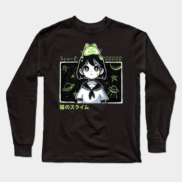 Kawaii space girl - Anime style - Alien cat Long Sleeve T-Shirt by BlancaVidal